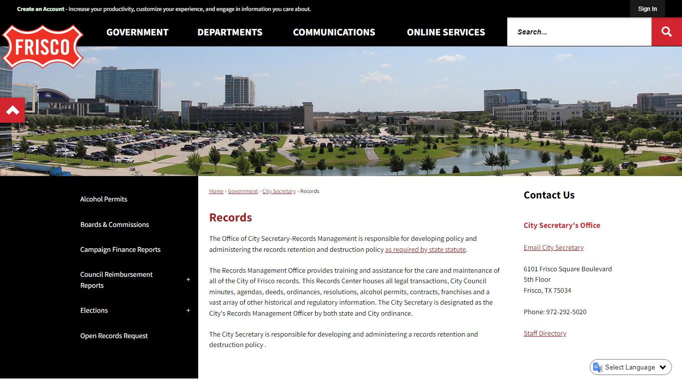 Records | Frisco, TX - Official Website